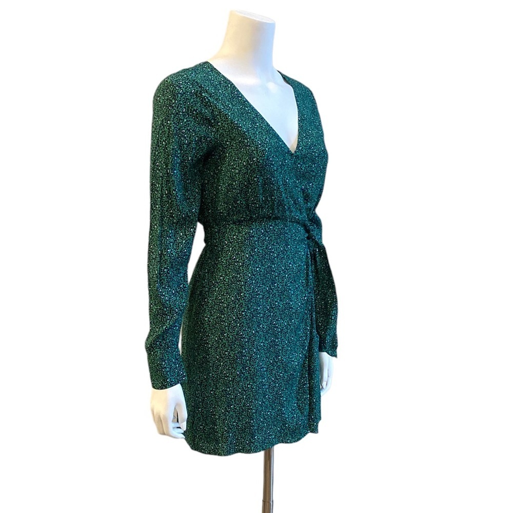 NWT SANCTUARY Green Leopard Wrap Dress, size 2 - Picture 4 of 9